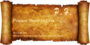 Poppe Henrietta névjegykártya